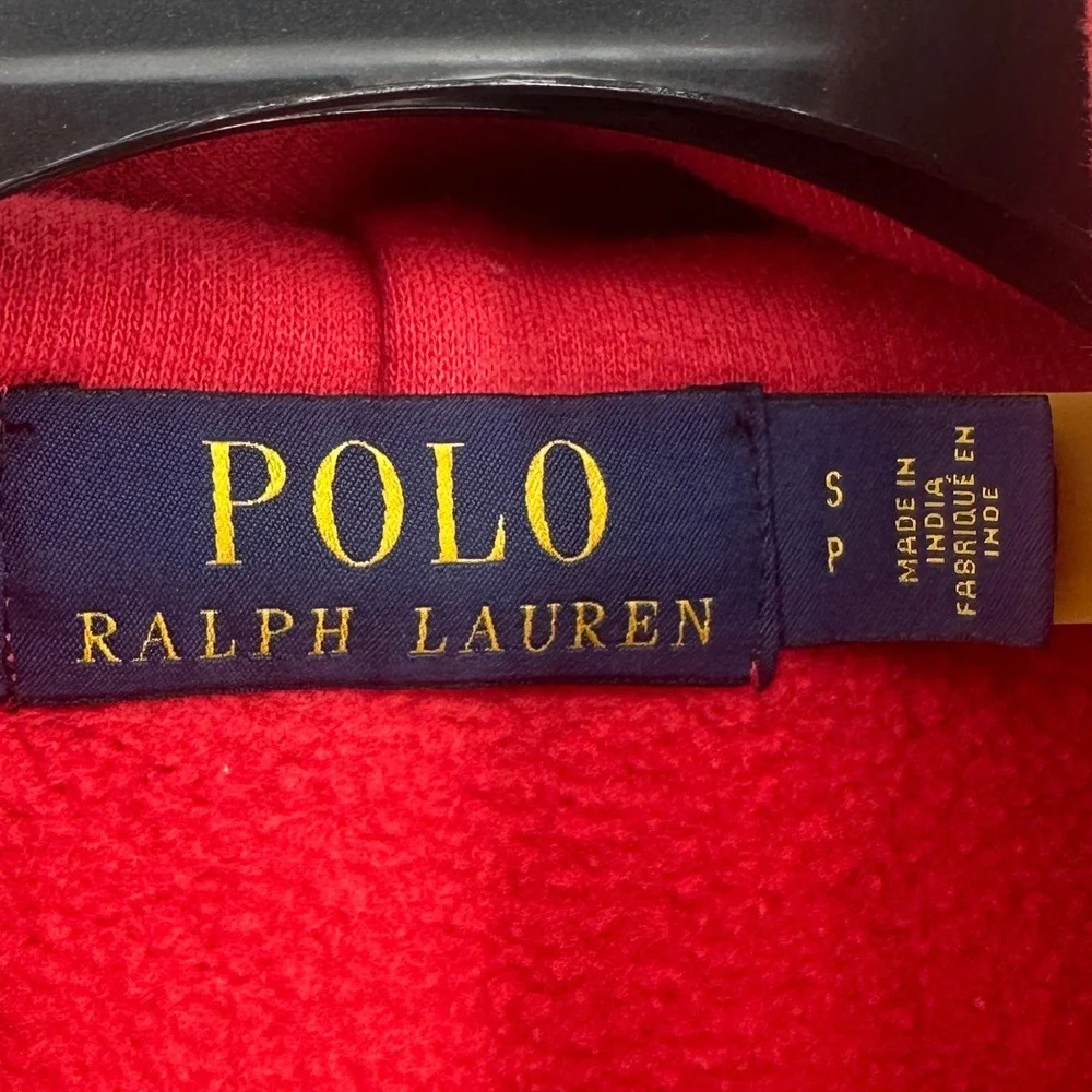 Polo Ralph Lauren Hoodie Mens Small Red Solid Regular Fit Spellout Embroidered